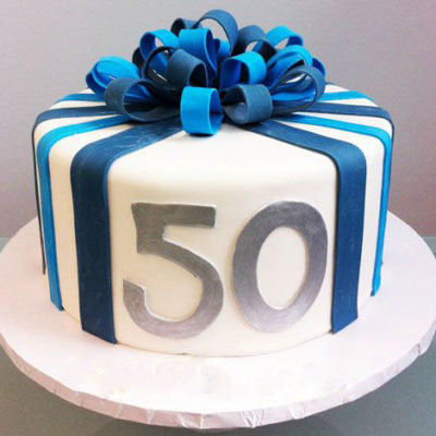 50 Blue Ribbon Dad Birthday Cake