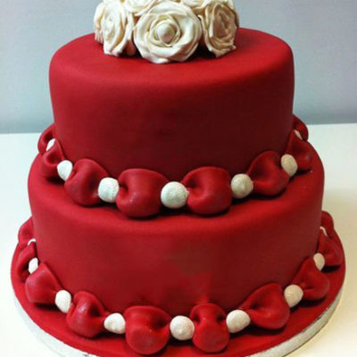 Dark Red Anniversary Cake