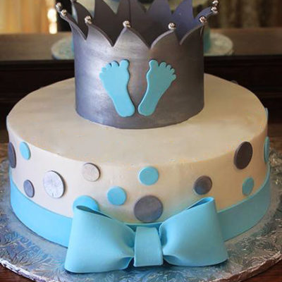 Grey Crown Baby Shower Cake