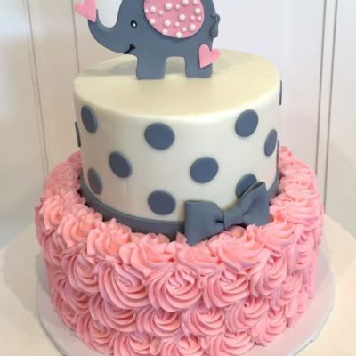 Grey Elephant Baby Shower Cake