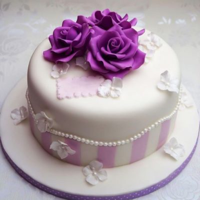 Purple Flowers Birthday Cake