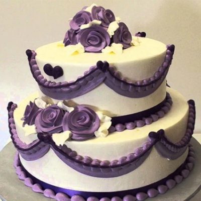 Purple Flowers Anniversary Cake