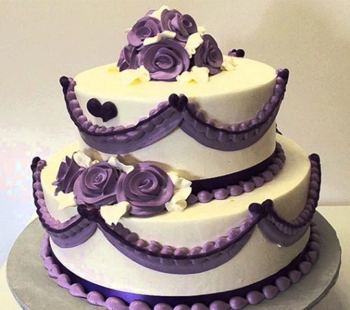 Purple Flowers Anniversary Cake